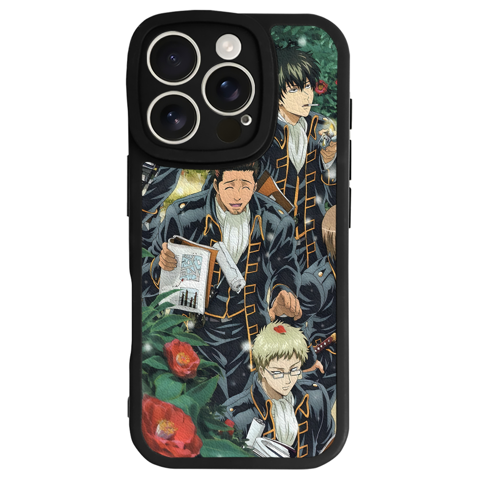 （画像用） ぎんたま 坂田銀時（さかたぎんとき） 神楽 志村新八（しむら しんぱち） GINTAMA Sakata Gintoki Kagura Shimura Shinpachi 【iPhone 16シリーズ対応】シリコンスマホケース（レザー調） 材質：シリコン